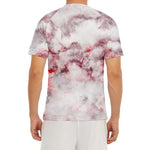 White Ruby Marble Print Men's Short Sleeve Rash Guard