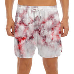 White Ruby Marble Print Men's Split Running Shorts