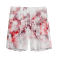 White Ruby Marble Print Men's Athletic Shorts
