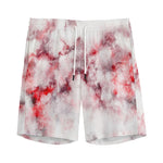 White Ruby Marble Print Men's Sports Shorts