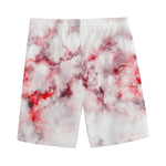 White Ruby Marble Print Men's Sports Shorts