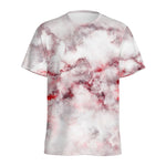 White Ruby Marble Print Men's Sports T-Shirt