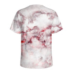 White Ruby Marble Print Men's Sports T-Shirt