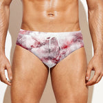 White Ruby Marble Print Men's Swim Briefs