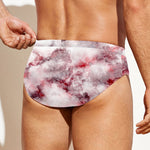 White Ruby Marble Print Men's Swim Briefs