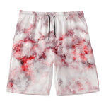 White Ruby Marble Print Men's Swim Trunks