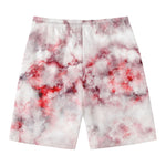 White Ruby Marble Print Men's Swim Trunks