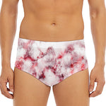 White Ruby Marble Print Men's Triangle Swim Briefs