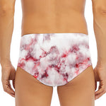 White Ruby Marble Print Men's Triangle Swim Briefs