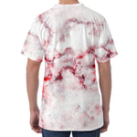 White Ruby Marble Print Men's Velvet T-Shirt