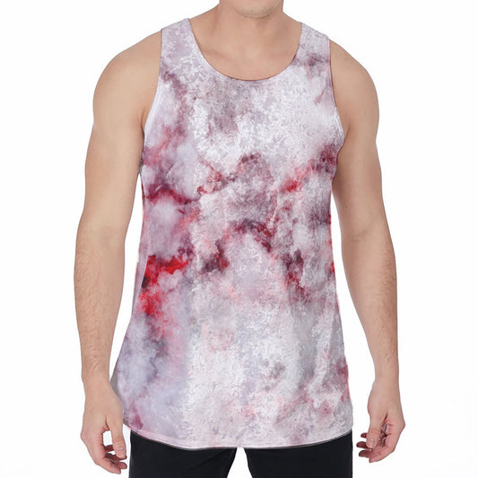 White Ruby Marble Print Men's Velvet Tank Top