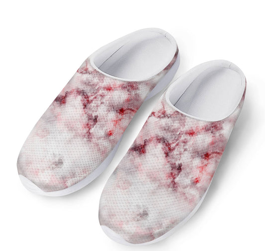 White Ruby Marble Print Mesh Casual Shoes