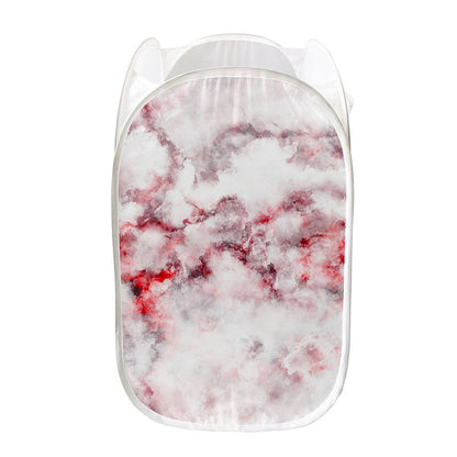 White Ruby Marble Print Mesh Laundry Hamper
