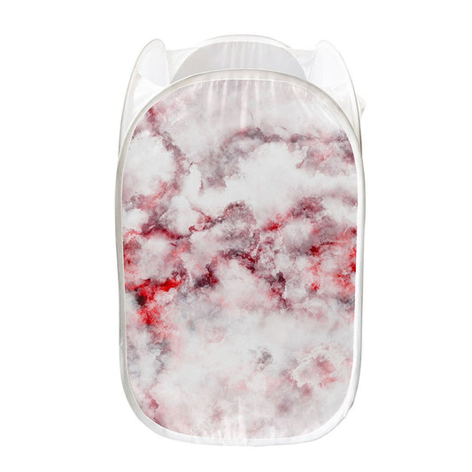 White Ruby Marble Print Mesh Laundry Hamper