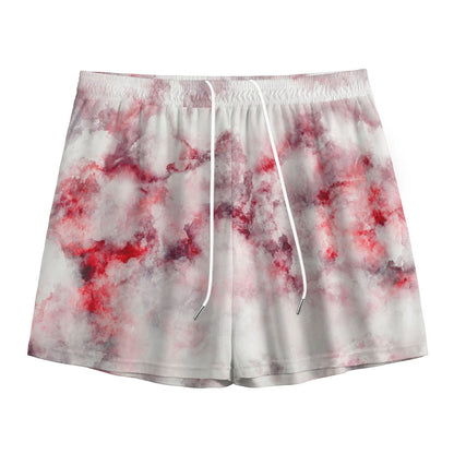 White Ruby Marble Print Mesh Shorts