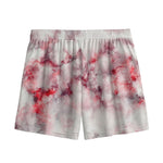 White Ruby Marble Print Mesh Shorts