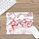White Ruby Marble Print Mouse Pad