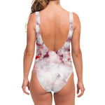 White Ruby Marble Print One Piece Swimsuit