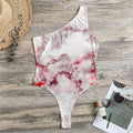 White Ruby Marble Print One Shoulder Bodysuit