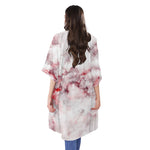 White Ruby Marble Print Open Front Beach Cover Up