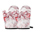 White Ruby Marble Print Oven Mitts