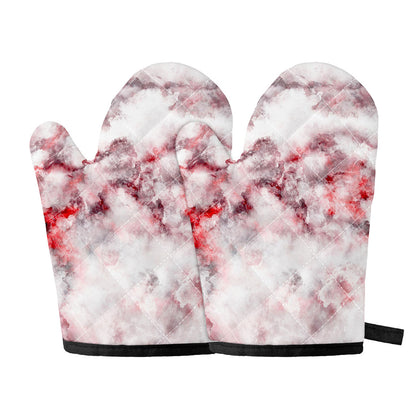 White Ruby Marble Print Oven Mitts