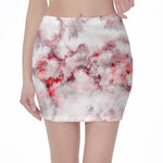 White Ruby Marble Print Pencil Mini Skirt
