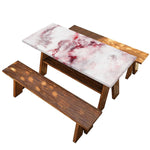White Ruby Marble Print Picnic Table Cover