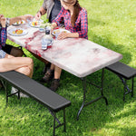 White Ruby Marble Print Picnic Table Cover