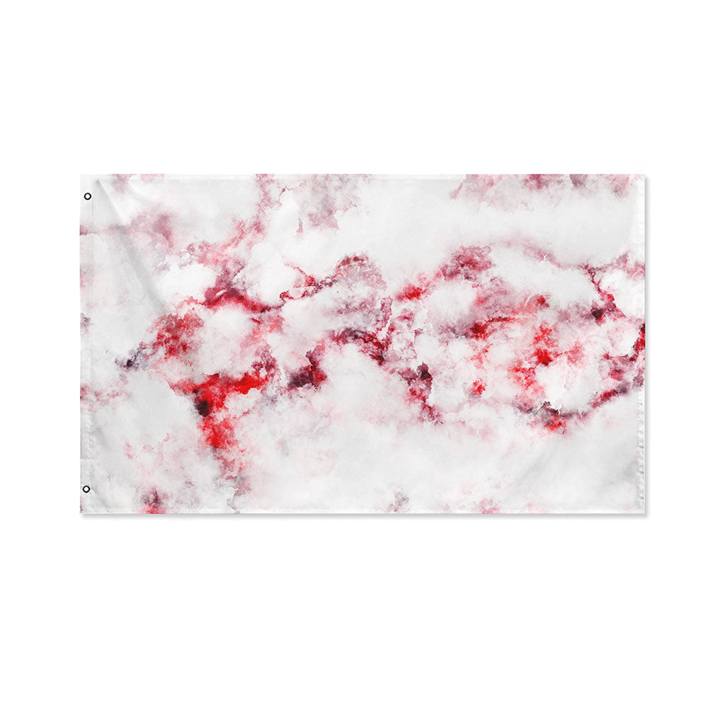 White Ruby Marble Print Polyester Flag