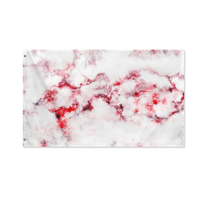 White Ruby Marble Print Polyester Flag