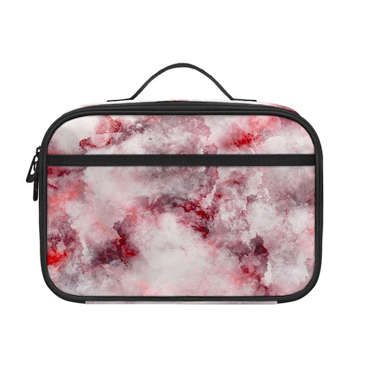 White Ruby Marble Print Portable Lunch Bag