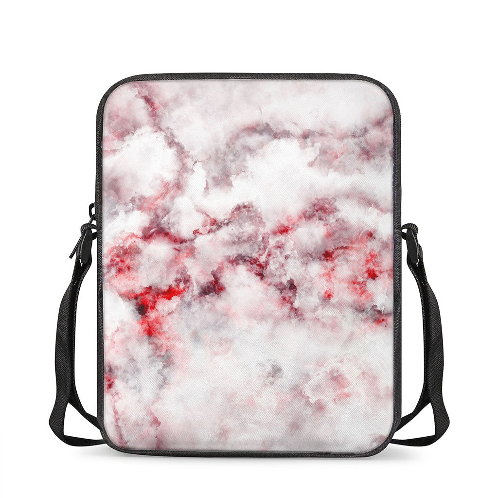 White Ruby Marble Print Rectangular Crossbody Bag