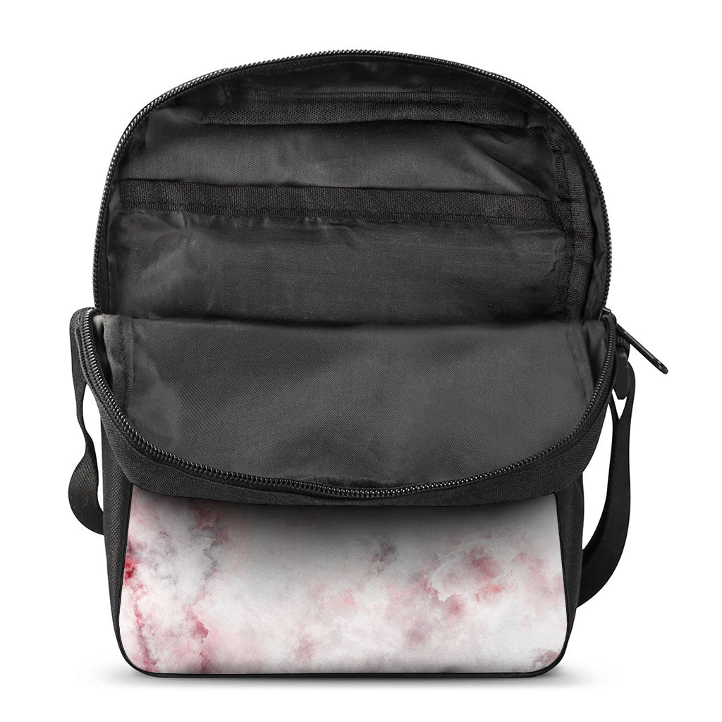 White Ruby Marble Print Rectangular Crossbody Bag