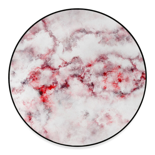 White Ruby Marble Print Round Floor Mat