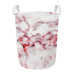 White Ruby Marble Print Round Laundry Basket