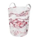 White Ruby Marble Print Round Laundry Basket