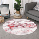 White Ruby Marble Print Round Rug