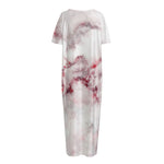 White Ruby Marble Print Short Sleeve Long Nightdress