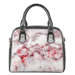 White Ruby Marble Print Shoulder Handbag