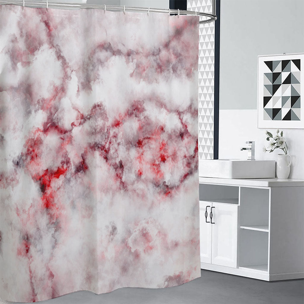 White Ruby Marble Print Shower Curtain