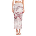 White Ruby Marble Print Side Slit Maxi Skirt