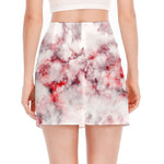 White Ruby Marble Print Side Slit Mini Skirt