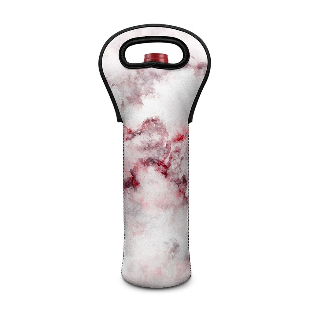 White Ruby Marble Print Single Neoprene Wine Tote