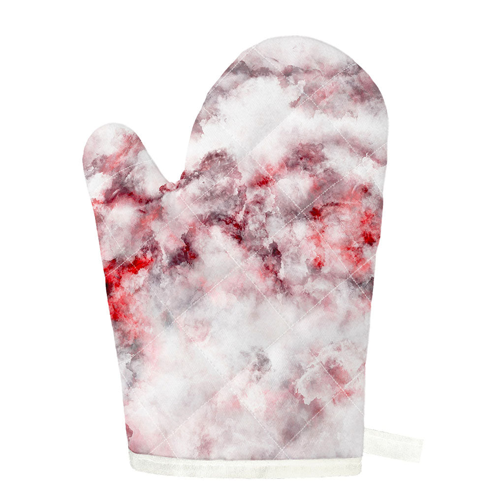 White Ruby Marble Print Single Oven Mitt