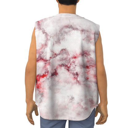 White Ruby Marble Print Sleeveless Baseball Jersey