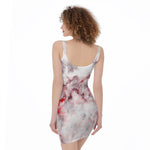 White Ruby Marble Print Sleeveless Bodycon Dress