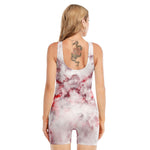 White Ruby Marble Print Sleeveless One Piece Swimsuit