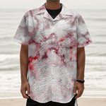 White Ruby Marble Print Textured Short Sleeve Shirt