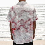 White Ruby Marble Print Textured Short Sleeve Shirt